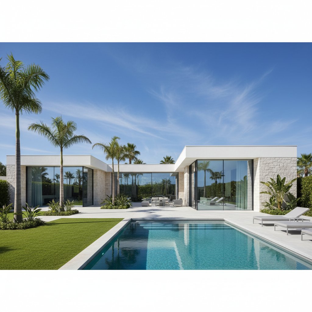 Casa contemporânea com piscina e jardim